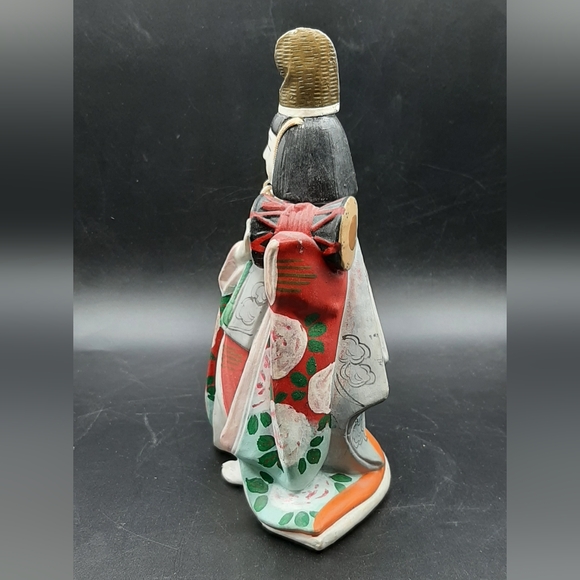 Vintage Chalkware Asian Geisha Girl With Drum Traditional Dress 1955 Japan - Picture 2 of 8